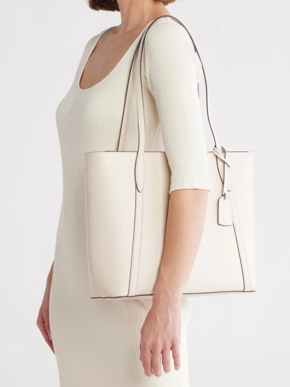 NWT ✅ KATE SPADE  CARA LARGE LEATHER TOTE in PARCHMENT  KF639 ⭐ NWT